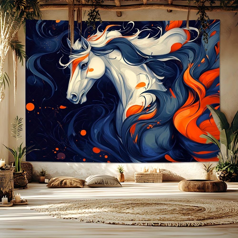Heavenly steed tapestry-ethereal white horse, modern mystical wall art, vibrant interior decoration tapestry 100X70CM