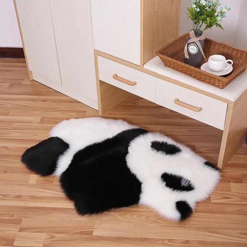 Faux Fur Rug Long-haired Panda Koala Animal-shaped Carpet Mats Living Room Bedroom Rug