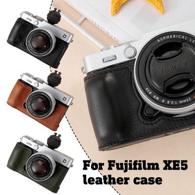Para Fujifilm XE5 Funda Retro Cuero Media Cubierta Fundas para el Cuerpo de la Cámara Para Protector de Cámara Fujifilm XE5