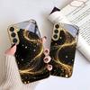 Noble Golden Curve For Samsung Galaxy S20 FE S21 S22 S23 Plus S24 Ultra 25Ultra S21+ S9+ S22Plus Golden glass phone case