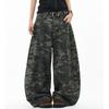 American Camo High Waist Wide Leg Cargo Jeans Loose Straight Pants Teens