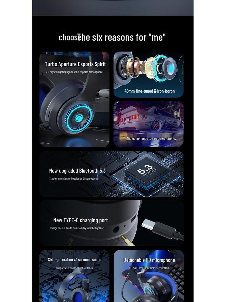 Hot-Selling Luminous Wireless Bluetooth Gaming Headphones with Microphone