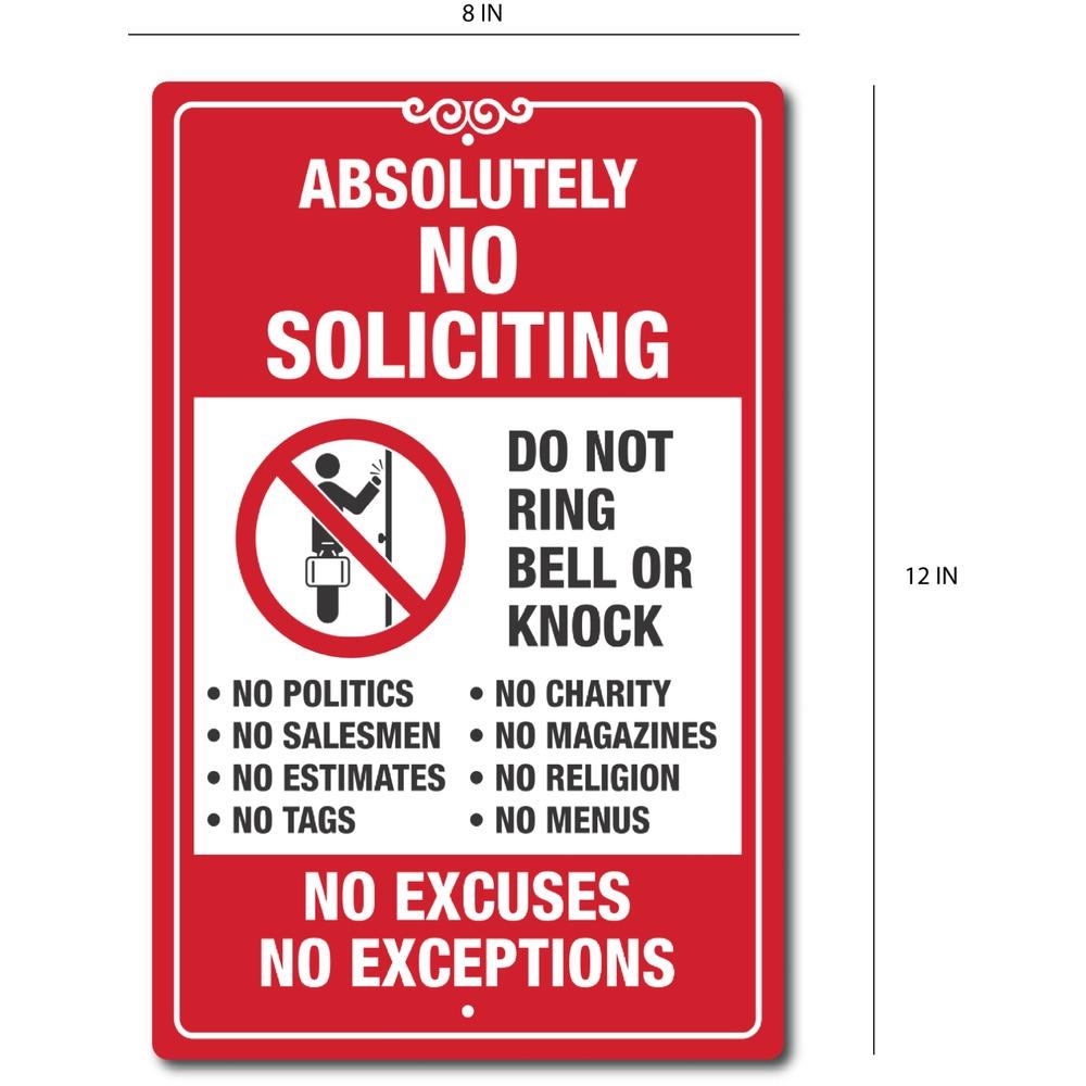 No Soliciting Sign No Exceptions Don't Knock Front Door Home Business Security