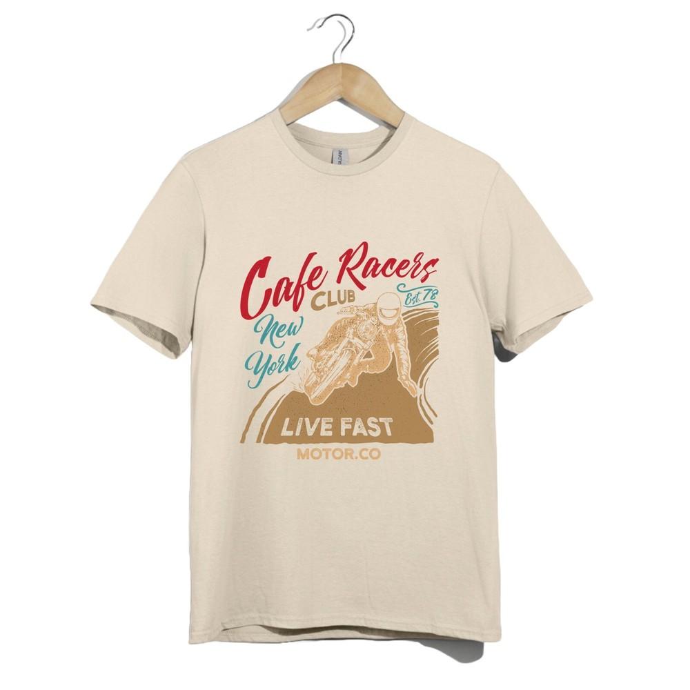 

Cafe Racers Club Shirt Unisex Motorcycle Tee Vintage Biker Live Fast NY Rider 4XL