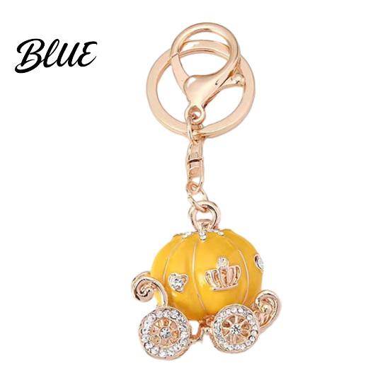 Girlfriend Keychain Gift Pendant Sparkling Rhinestones Pumpkin Carriage Shape Charm