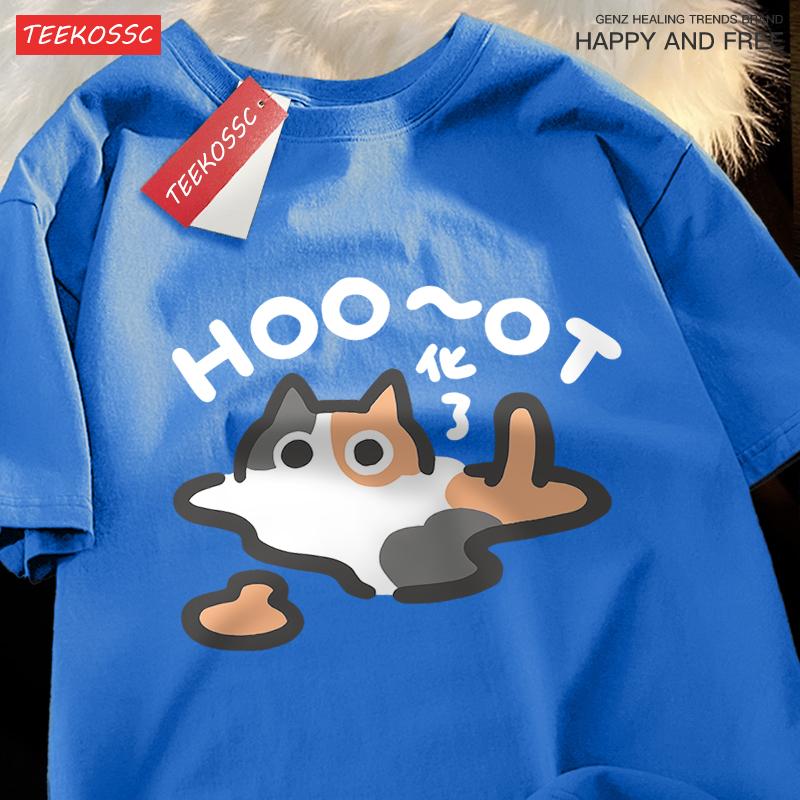 Transformed The Cat Summer T-shirt Original Cartoon Top For Men Women Short Sleeved Loose Cotton Trendy Cat Blackened T-Shirts