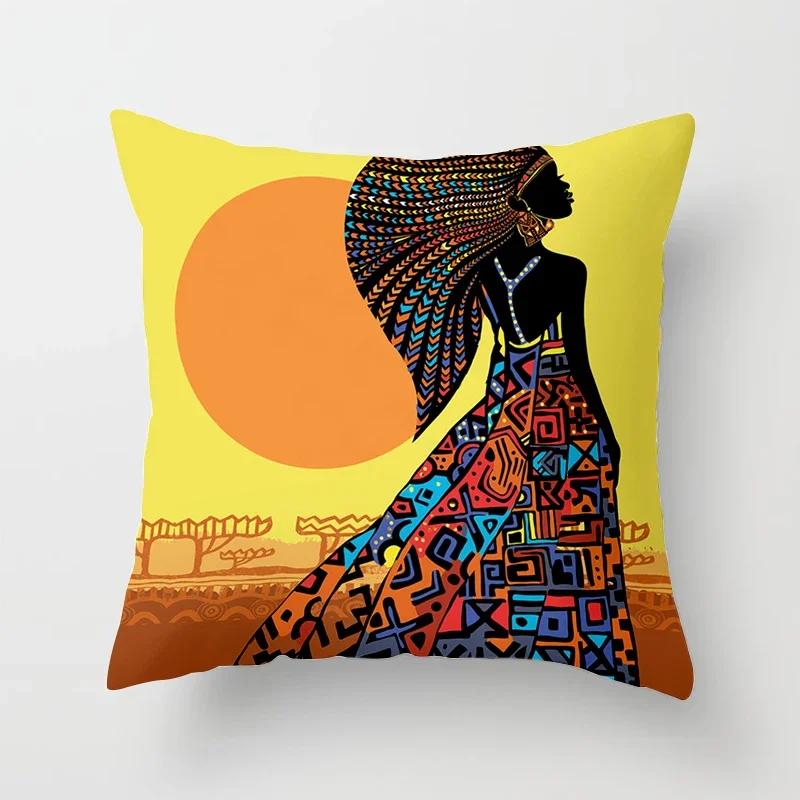 Home Decor Pillowcase African Style Pattern Sofa Decoration Cushion Cover Pillowcase Polyester Throw Pillow Funda De Almohada