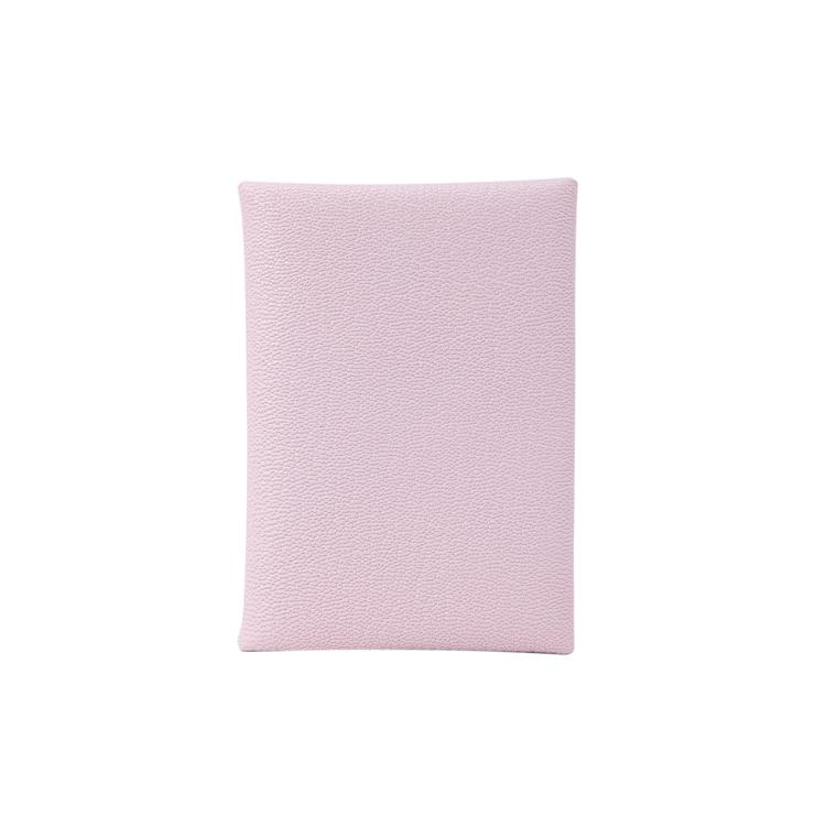 Hermes Calvi Duo Solid Color Minimalist Flap Card Holder Women Card Holder Mauve-Pale H082977CK09