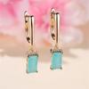 Fashion Green Zircon Geometric Drop Earrings for Women Luxury Gold Color Wedding Party Jewelry