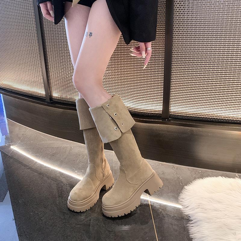 Thick-soled fluffy boots women's new winter plush high boots thermal snow boots cotton boots