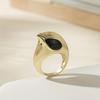 Modischer Klassischer Eulenkopf Stil Ring, Kombiniert mit Schwarzem Zirkonia, Einzigartiges Design für Damen, Urlaubsaccessoires Schmuck