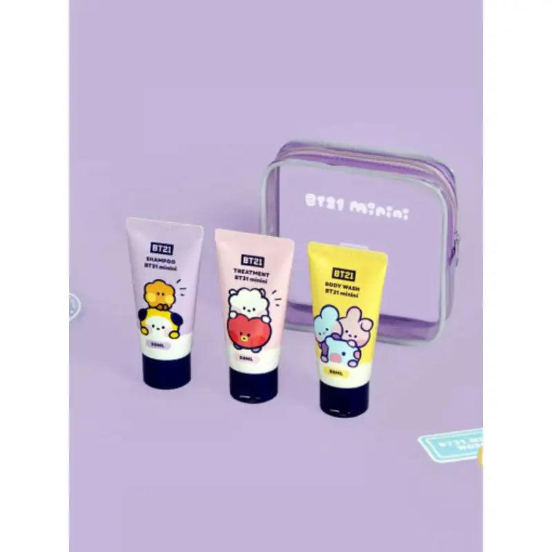 Kit de Voyage BT21 [minini] Shampoing + après-shampoing + gel douche/ Marchandise Officielle Authentique, KPOP, KBeauty