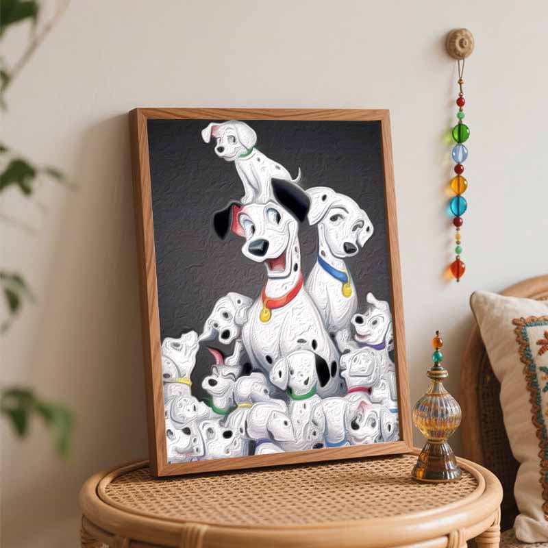 Disney 101 Dalmatians Oil Paint by Numbers Painting Kit Handmade Diy Home Decor Gifts Wall Art Canvas Picture Drawing Craft Set Artwork