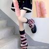 Y2K Aesthetic Solid Color Star Knit Calf-Length Bubble Socks With Matching Wrist Cuffs Women