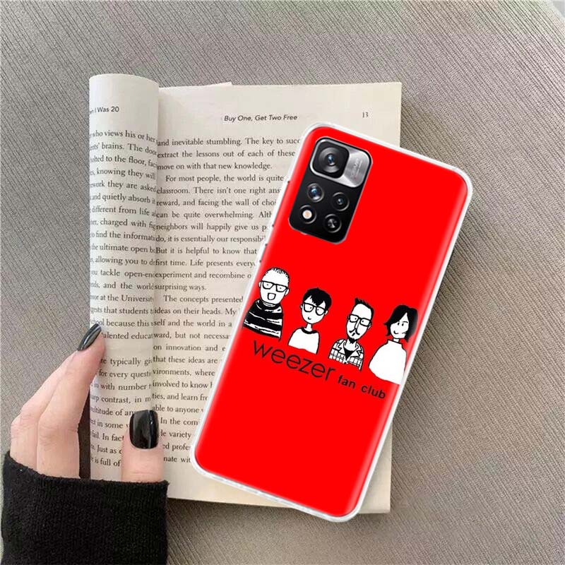Coque de téléphone Band W-Weezer Pour Redmi Note 13 12 Pro Plus 14 15 Pro 5G 11 11T 11E 11S 10 Pro 10S 9 9S Housse Cellulaire Transparente TPU Capa Cas