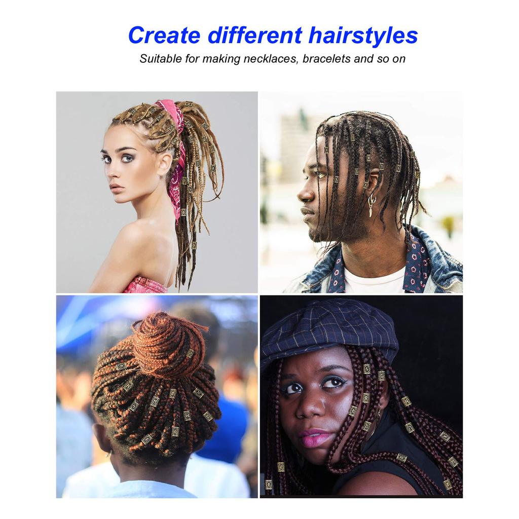 24 Stück Haar Bart Perlen Legierung Einzigartige Muster Vintage Haarflechtperlen Dreadlocks Zubehör