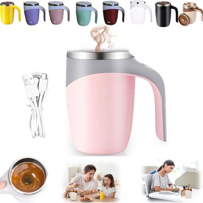 Automatic Stirring Coffee Mug, 380ML/13oz Electric Mixing Cup Stainless Steel Insulated Spinning Mixer Cups For Protein Chocolate Milk