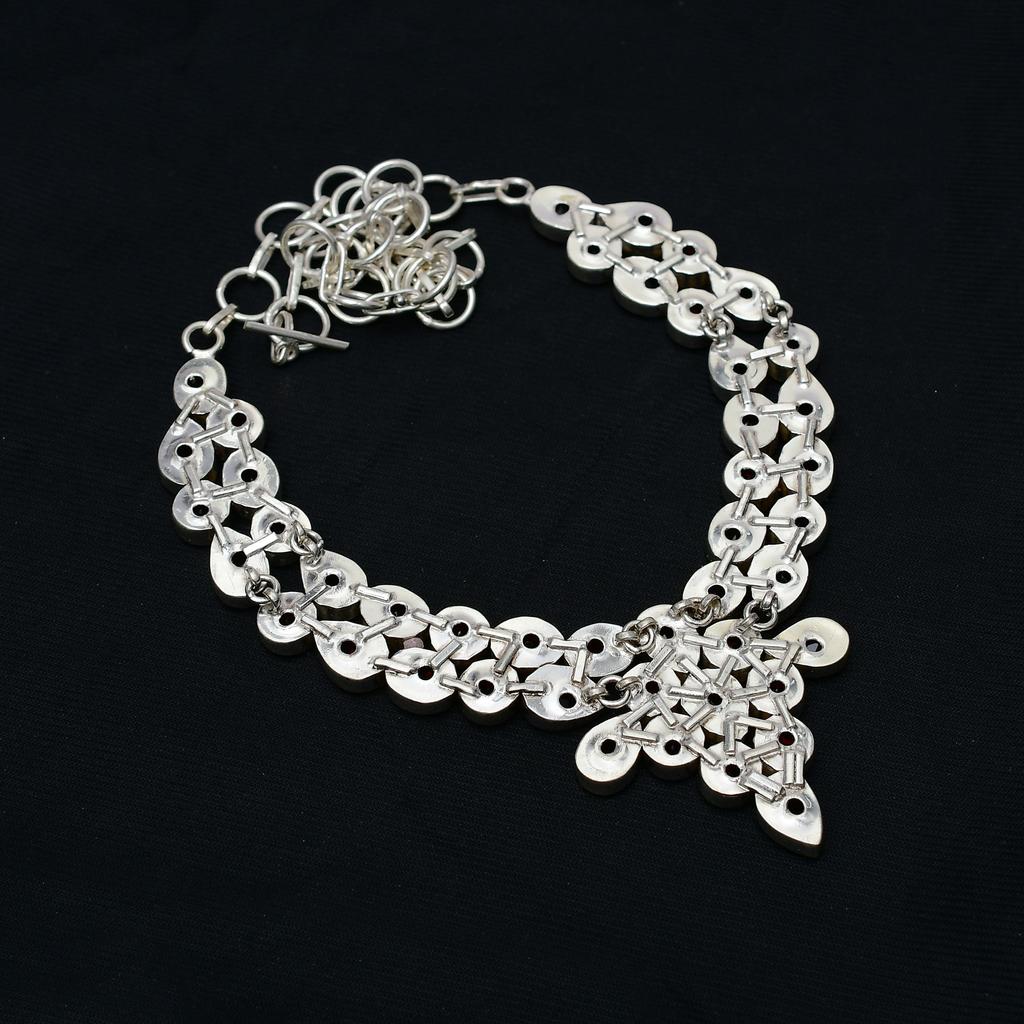Granat Edelstein : 925er Sterlingsilber Handgefertigt Mehrere Formen Stein Halskette Schmuck
