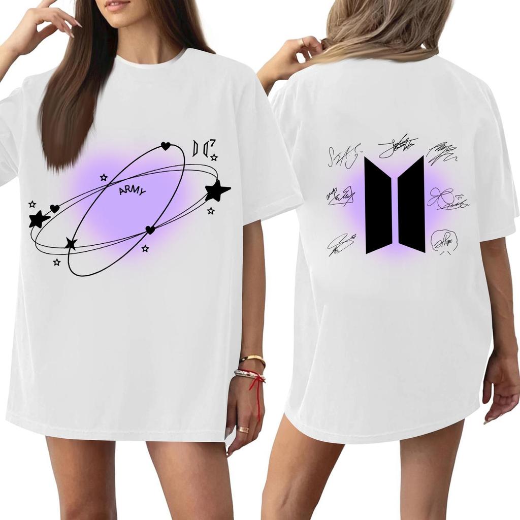 Hot Sale Korean KPOP BTS Letter Same Style Graphic Print T-Shirt Streetwear Fashion Summer New Tee Clothes Oversized Men Women Kpop Star T Shirt