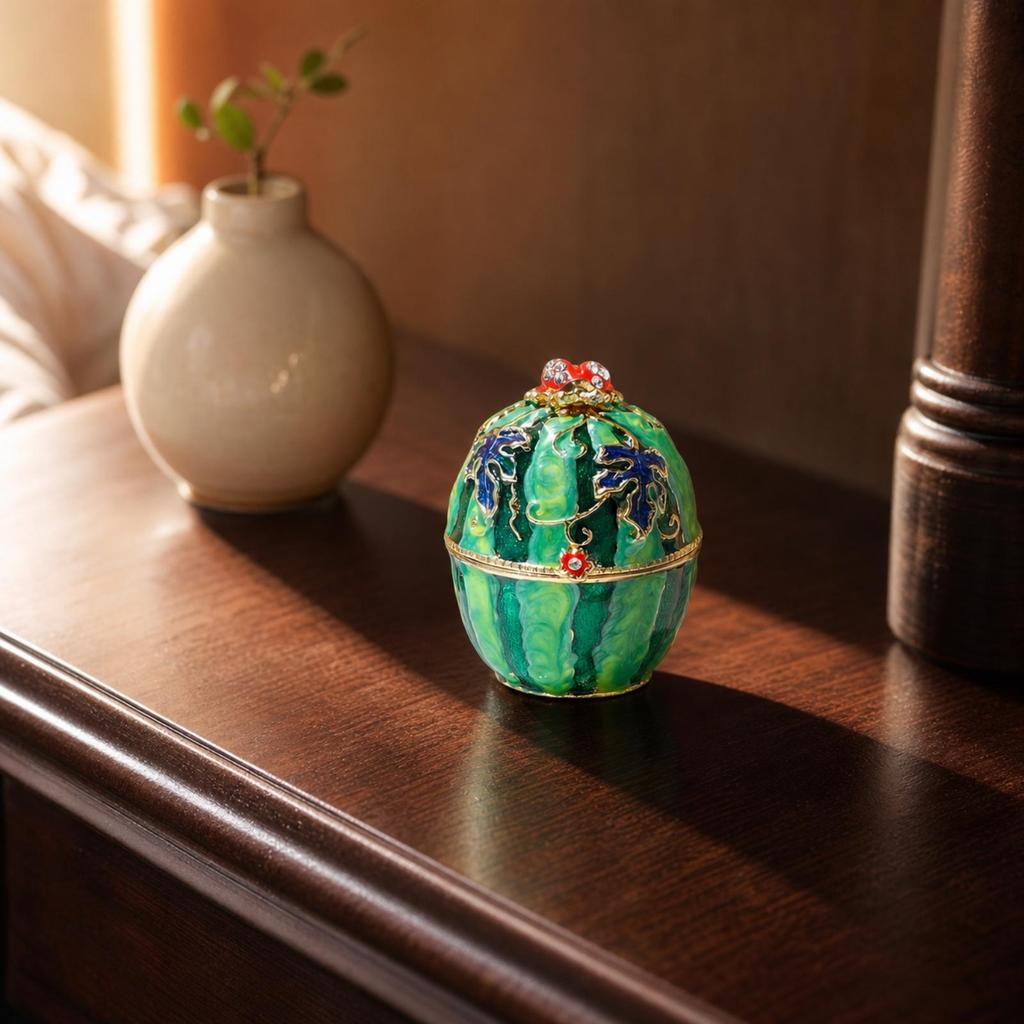 Egg-Shaped Jewelry Box Decorative with Hinged Lid Elegant for Vanity