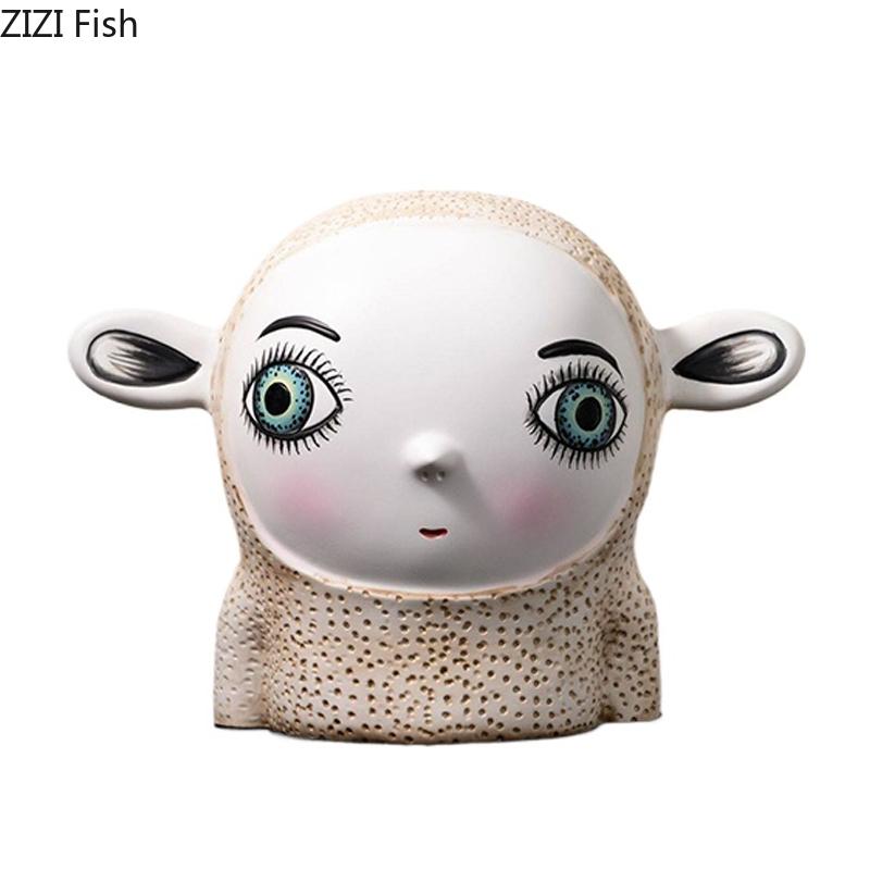 Lovely Cartoon Character Statue with Big Eyes Creative Ornaments Figures Resin Sculpture Desk Decoration Home Decor Accessories