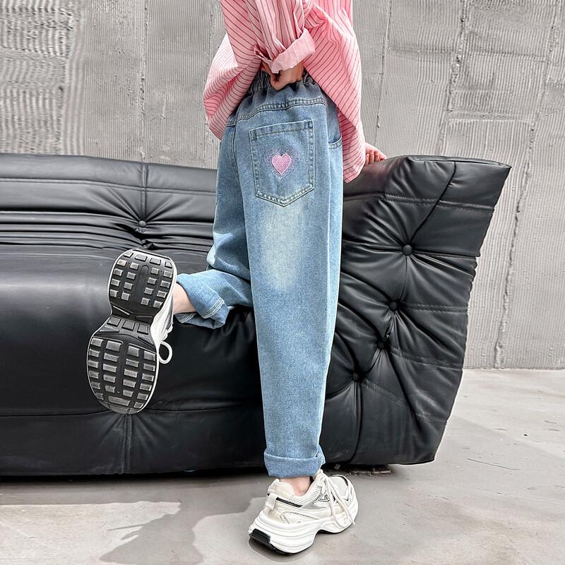 Tankee Girls' Washed Denim Long Pants
