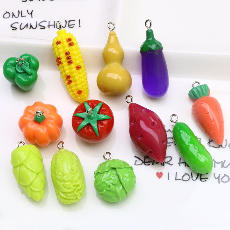 13pcs 3D Vegetable Sweet Potato Big Vegetable Resin Charms Carrot Pendants for Diy Necklace Keychain Jewelry Making Supplies