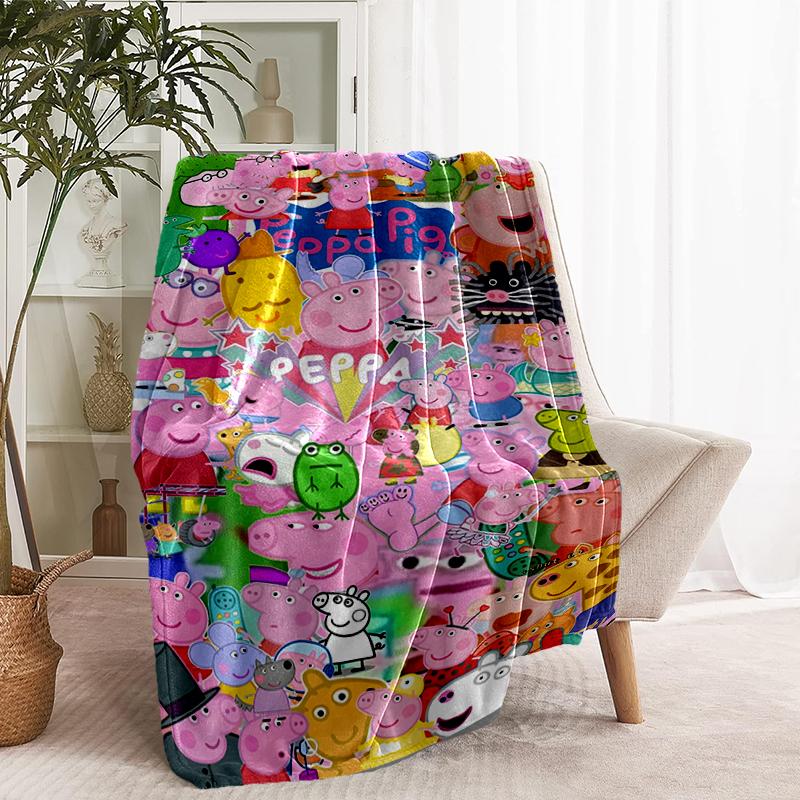 Peppa Pig Print Blanket - Soft & Comfortable, for Bedroom, Travel, Sofa, Home Decoration - Birthday Christmas Gift for Friend