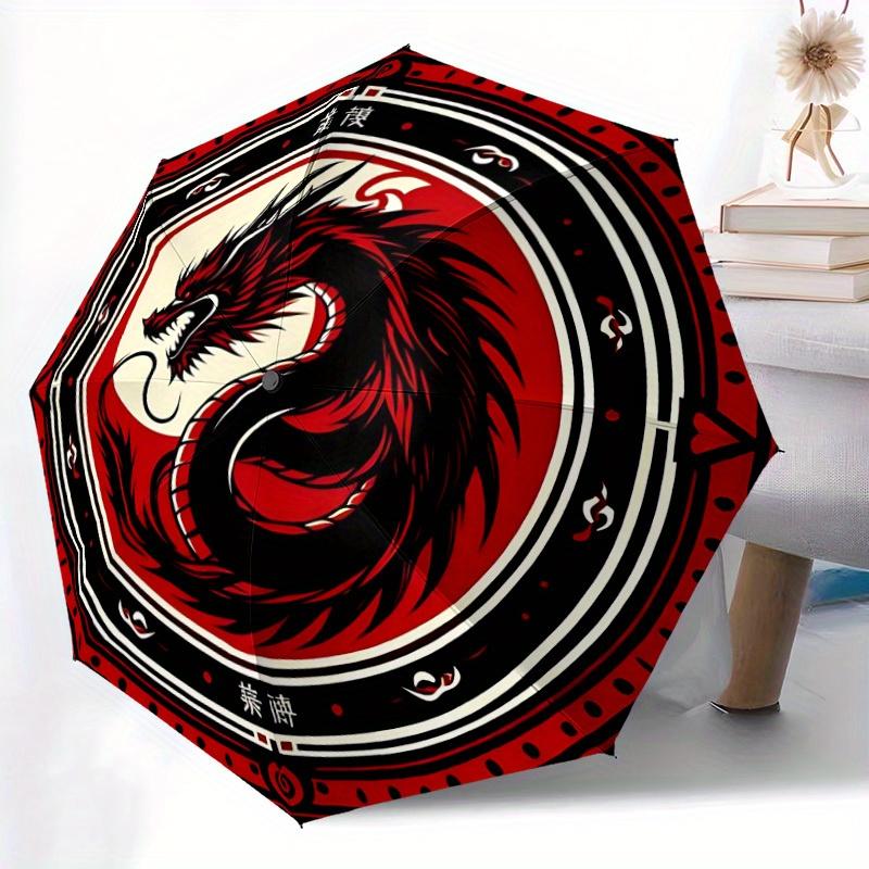1pc Dragon YinYang Automatic Open/close Umbrella, 8-Rib sturdy structure, Portable Travel Umbrella, Parties, Everyday Use, Outdoor Accessory