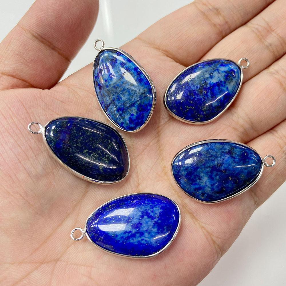 2pcs 20x30mm Natural Crystal Gem Mineral Stone Pendant Charm For Making Necklace Earrings Jewelry Silver Color Border
