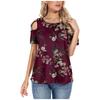Women's Summer Printing Short Sleeve Strappy Cold Shoulder T-Shirt Tops Blouses