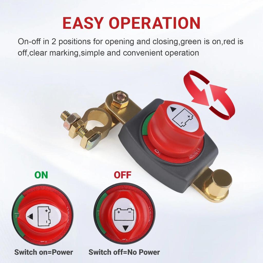 ON/OFF Battery Disconnect Switch 12V 275A Circuit Cutter For Camper Car Auto RV Marine Boat Key Battery Selector Isolator Disconnect Rotary Switch