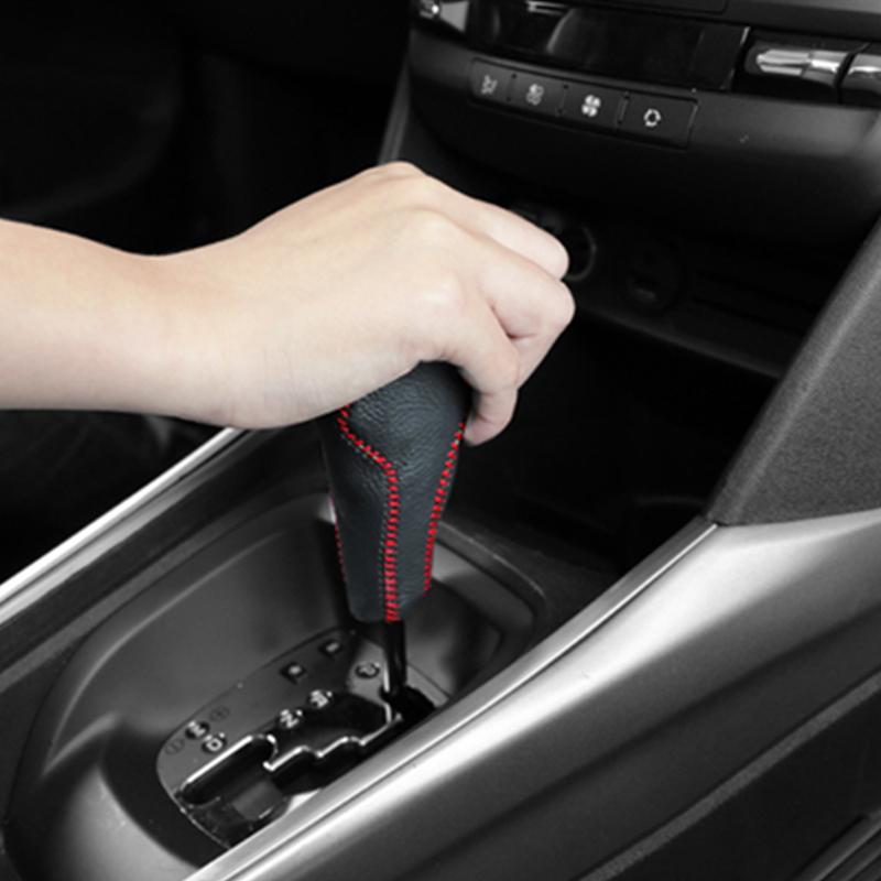 My Good Car High Quality Cowhide Top Layer Leather Automatic Gear Shift Collars Gear Cover For Peugeot 308 408 Car