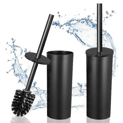 Schwarzes Toilettenbürsten- und Halter-Set Edelstahl Freistehende Toilettenbürste mit langem Griff Reinigungsgerät für Badezimmer