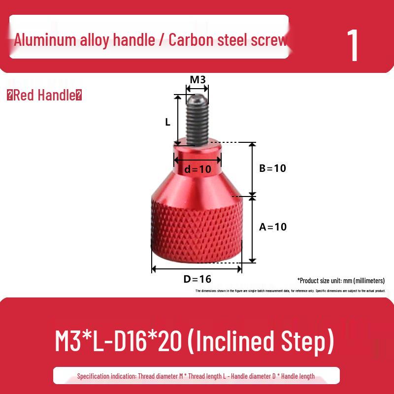 M3M4 Aluminum Alloy Hand-Tightening Flat Head Knurled Adjustment Screw Bolt