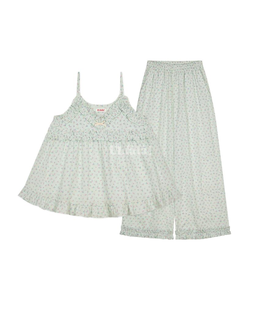 Ullallapajama [Free Scrunchie] Annake Sleeveless Two-Piece Light Mint (60 Count)