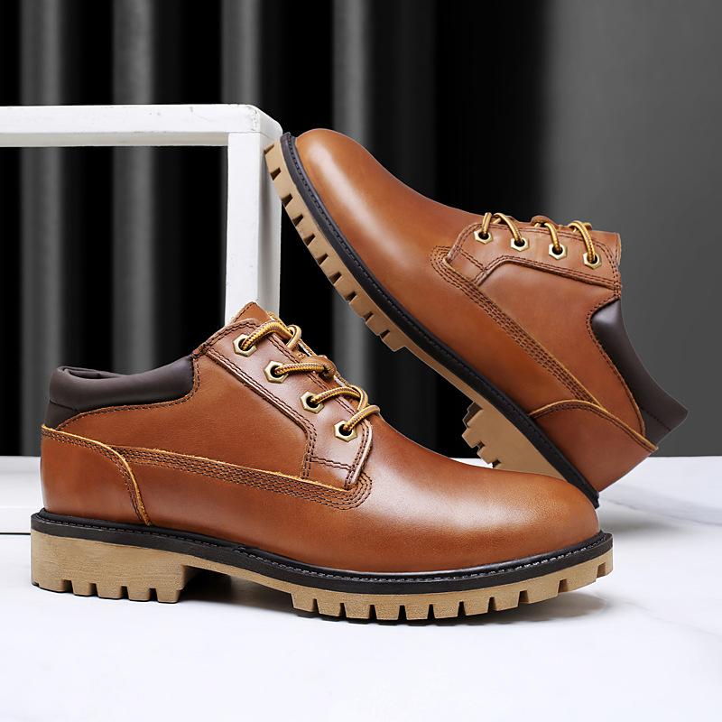 Осенние новые водонепроницаемые кожаные ботинки Dr. Martens ретро низкие с круглым носком повседневные кожаные ботинки 36