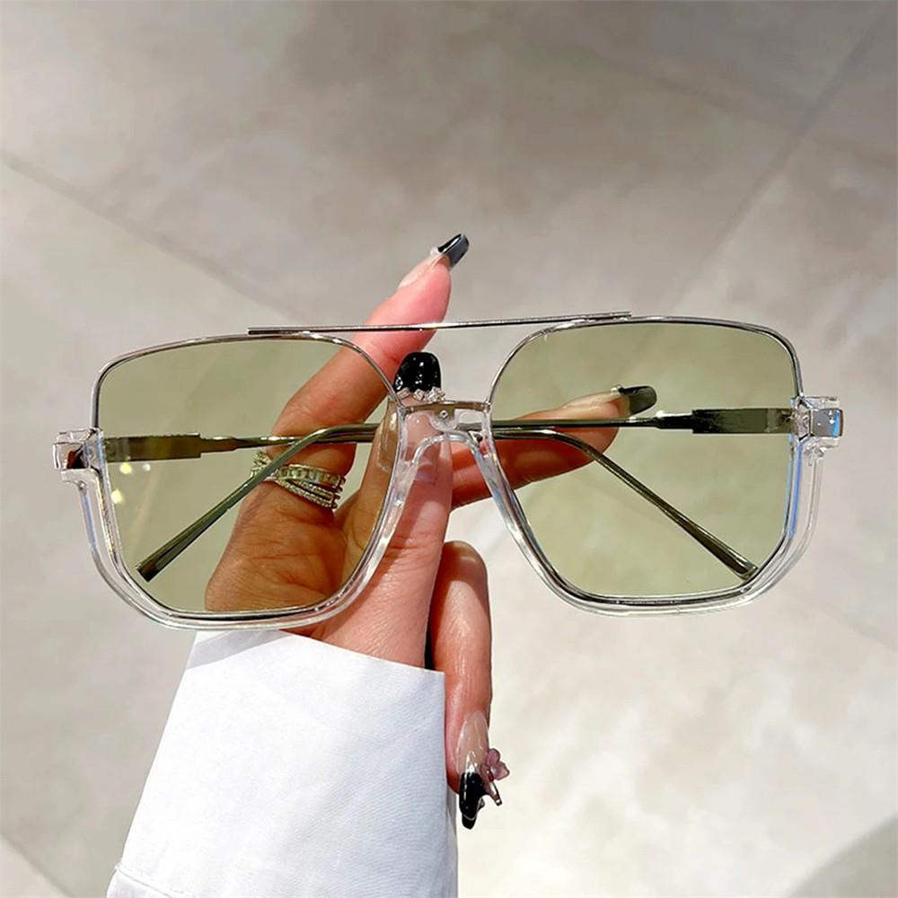 Fashion Oversized Sunglasses for   Women UV4 Half Metal Frame Sun Glasses Trendy Vintage Brand Design Goggles