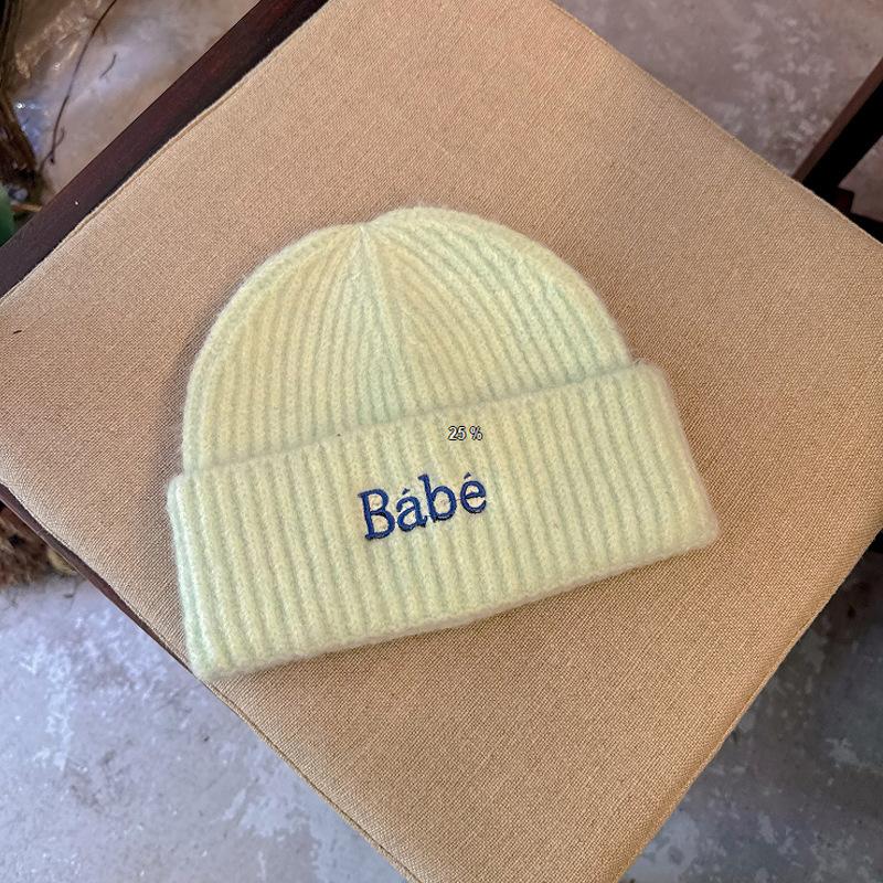 Letter Embroidered Woolen Hat Autumn and Winter Versatile Men and Women Outdoor Cycling Warm Pullover Knitted Woolen Hat