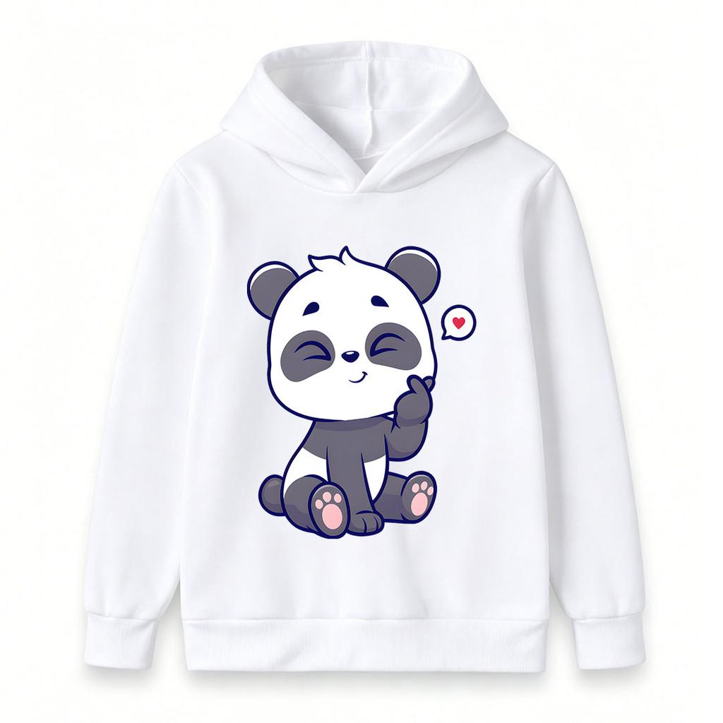 Kids Boys Girls Cute Panda Print Pullover Hoodie, Casual Soft Cozy Long Sleeve Sweatshirt with Smiling Lovely Panda Pattern for Toddler Child Daily