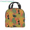 Large Lunch Bag Parrots On Branches Printed Insulated Lunch Box for Women and Men, Portable Lunch Box for Work Picnic Beach