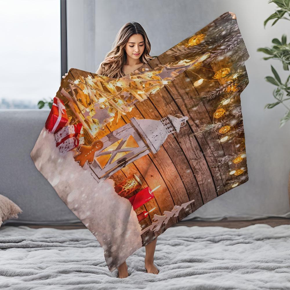 Tuniu Christmas Lights Blanket Cozy Sofa Bed Throw for Living Room Bedroom Decoration Gift