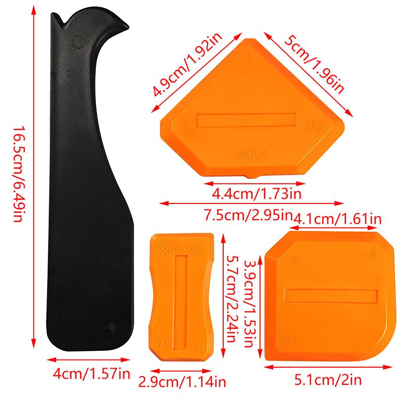 4Pcs Window Door Silicone Sealant Spreader Caulking Tool Kit Spatula Scraper Cement Caulk Removal Tool Finishing Sealant Grout