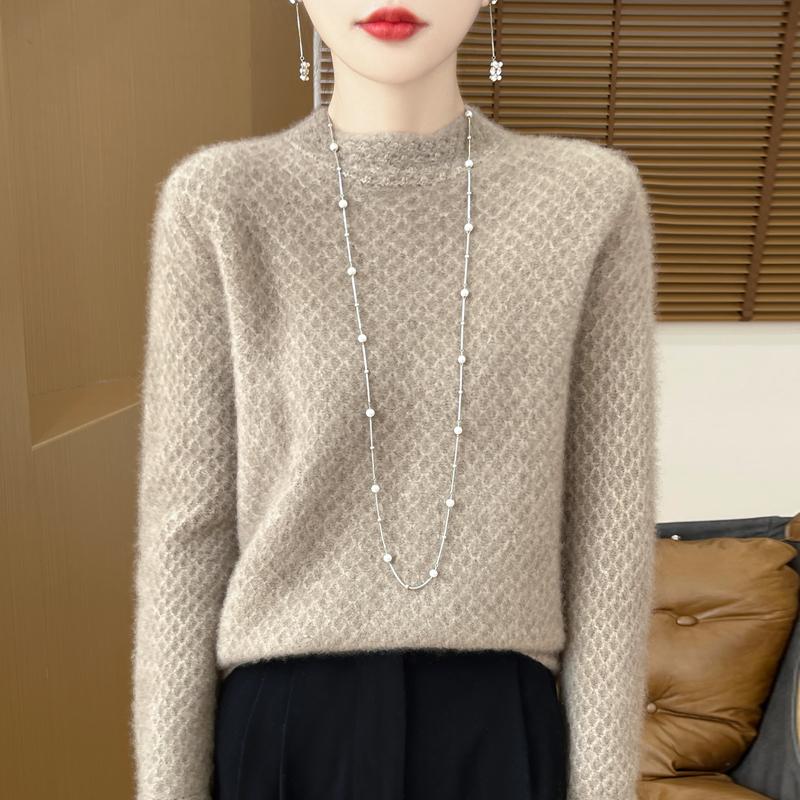Women's Cashmere Sweater Qinghe Cashmere 30% Cashmere 70% Wool Autumn and Winter Pullover Warm and Fashionable