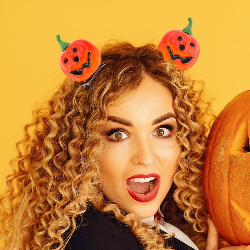 1Pair Pumpkin Hair Clips Halloween Hair Accessories Smiling Pumpkin Hair Barrettes Gothic Alligators Barrettes Gift