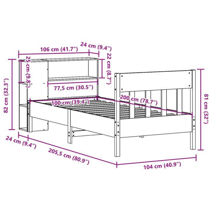 VidaXL Bunk Bed Without Mattress Wax Brown 100x200 Cm Solid Pine 3323199