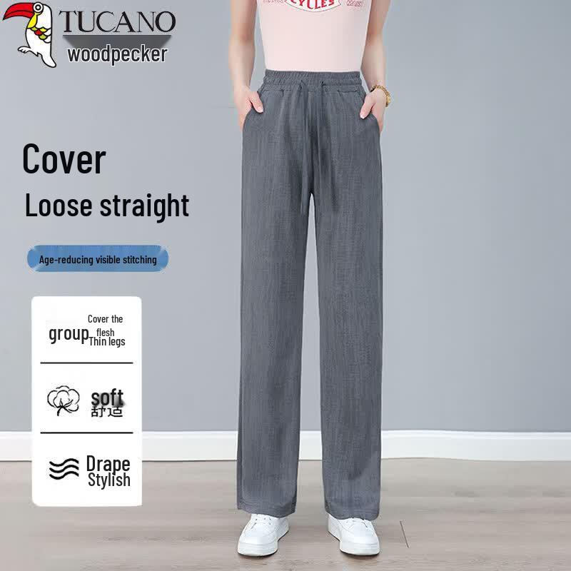 Women s Summer Quick-Dry Ice Silk Straight-Leg Pants 3XL