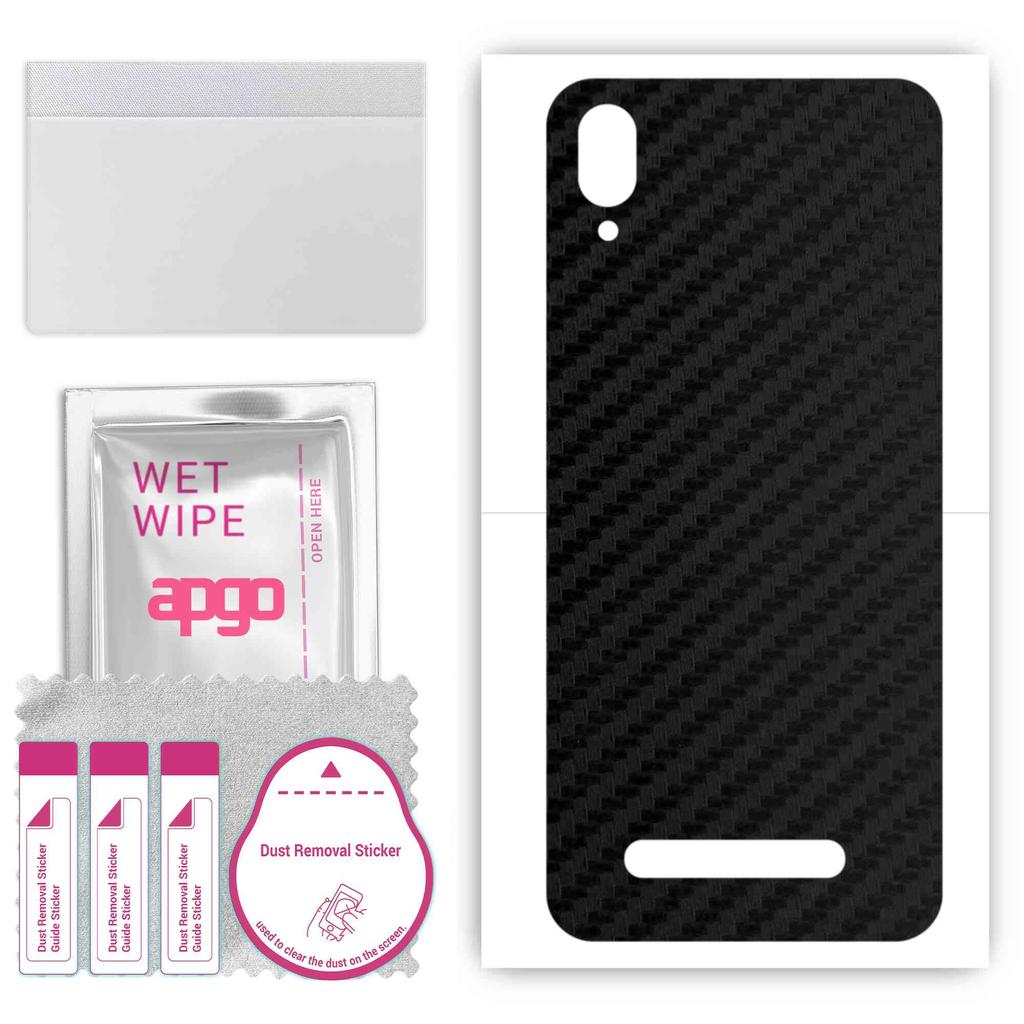 apgo Protective Skin Sticker for the Back Compatible with Doogee Y8C, Wrap Film, Foil, Vinyl - Pattern Carbon Black