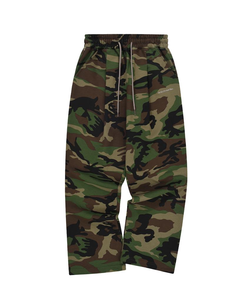 S'EST Camo Pintuck Wide Pants Khaki