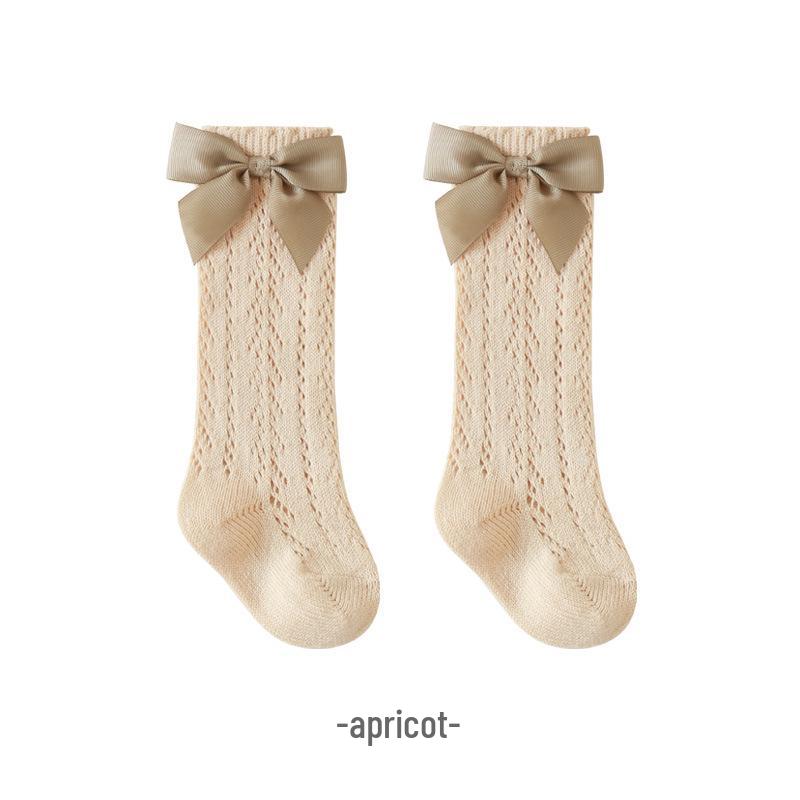 Baby Girl Bow Princess Mesh Over-the-Knee Socks - Breathable Spring/Summer Style